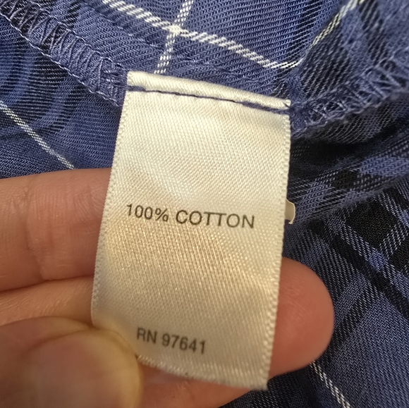 J. Jill Womens Medium Size Xl Blue & Black Plaid Button Up Shirt 100 % Cotton - Picture 9 of 10